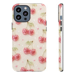 Pink Cherry Pattern Phone Case | Cute Retro Fruit Design