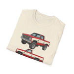 1982 Chevy K10 Silverado Red Pickup T-Shirt | Trio Truck Illustration