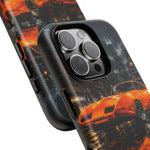 Orange Daytona Phone Case, Rainy City Night Muscle Car Tough Cover