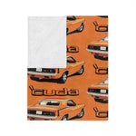 1970 Cuda 340 Orange Microfiber Throw Blanket Muscle Car Gift