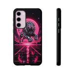 Chrome Lion Phone Case, Neon Grid Katakana Pride Tough Cover