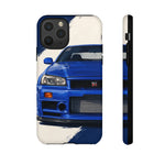 R34 Skyline GT-R Bayside Blue Tough Phone Case for 90s JDM Fans