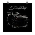 Chevy Corvette C3 Stingray Poster Classic Muscle Car Wall Art Print Black Retro