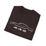 1970 442 Classic Muscle Car Outline T-Shirt Line Art Silhouette Emblem Car Fan Gift