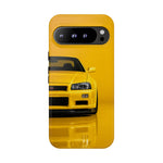 Yellow Skyline Phone Case, R34 GTR 90s JDM Legend Tough Cover for Men Gift