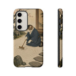 Zen Garden Cat Phone Case, Sand Spiral Japanese Art Cover