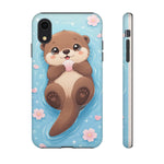 Kawaii Otter Animal Phone Case, Floating Shell Vector Cute Cover