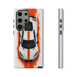 Z06 C8 Phone Case, White Top-Down Painterly Stripe Cover