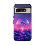 Neon Vaporwave Aesthetics Dolphin Sunset Phone Case