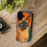 Siamese Cat Retro Halftone Portrait Case - Orange Teal Print