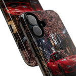 Red FD RX-7 Blossom Alley Tough Phone Case - Rain-Slicked Night