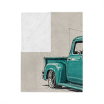 Teal Vintage 1956 F100 Truck Blanket | Microfiber Velveteen Throw