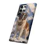 Saint Bernard Dog Phone Case | Mountain Snow Scene, Protective Tough Case