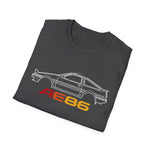 1986 AE86 Trueno Outline Silhouette JDM Classic Car T-Shirt Line Art Emblem Fan Gift
