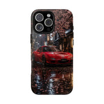 Red FD RX-7 Blossom Alley Tough Phone Case - Rain-Slicked Night