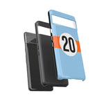 Copy of Blue Orange Number 20 Retro Racing Stripe Tough Phone Case Cover