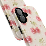 Pink Cherry Pattern Phone Case | Cute Retro Fruit Design