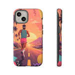 Retro Runner Sunset phone case | 80s Vaporwave jogging design