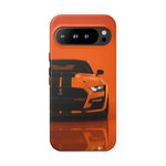 Orange Mustang Art Phone Case, GT500 American Muscle Car Tough Cover for Male