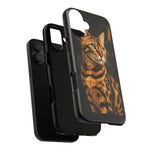 Bengal Cat Geometric Portrait Tough Phone Case - Gold Black Poly