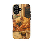 Sleeping French Bulldog with Croissants phone case | cute bakery scene