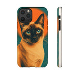 Siamese Cat Retro Halftone Portrait Case - Orange Teal Print