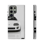 White MK4 Supra Phone Case, Retro 90s JDM Tough Cover for Car Enthusiasts