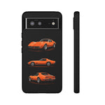 C3 Corvette Art Phone Case Orange, Three-View Vector Cover, Gift