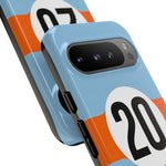 Copy of Blue Orange Number 20 Retro Racing Stripe Tough Phone Case Cover