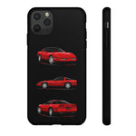 C4 Corvette Art Phone Case Red, Three-View Vector Cover, Gift