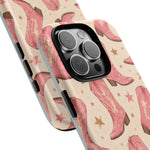 Pink Cowboy Boots phone case | Western pattern | Pastel stars