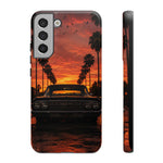 Black Impala Lowrider Sunset Tough Phone Case - Palm Silhouette