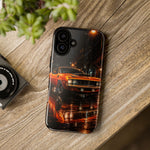 Orange Cuda Phone Case, Rainy City Night Muscle Car Tough Cover