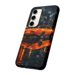 Orange Daytona Phone Case, Rainy City Night Muscle Car Tough Cover