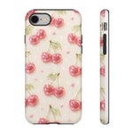 Pink Cherry Pattern Phone Case | Cute Retro Fruit Design