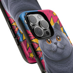 British Shorthair Round Pop Art Tough Phone Case