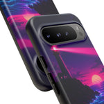 Neon Lighthouse Grid Ocean Art Tough Phone Case