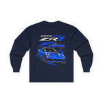 Blue 2019 ZR1 Sports Car illustration Long Sleeve Tee | Racing Graphic