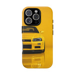 Yellow Skyline Phone Case, R34 GTR 90s JDM Legend Tough Cover for Men Gift