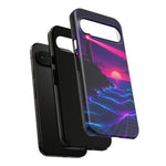 Neon Lighthouse Grid Ocean Art Tough Phone Case
