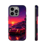 FD RX-7 Retro Sunset Sports Car Tough Case | Neon Vaporwave Beach Drive