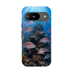 Snapper Reef Phone Case, Sunlit School Ocean Fishing Tough Cover
