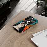 Boston Terrier Pop-Art Portrait Tough Phone Case - Teal Orange