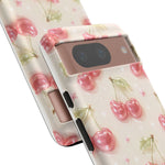 Pink Cherry Pattern Phone Case | Cute Retro Fruit Design