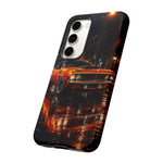 Orange Cuda Phone Case, Rainy City Night Muscle Car Tough Cover