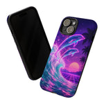 Neon Dolphin Ocean Vaporwave Art Tough Phone Case