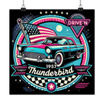 1957 Ford Thunderbird Poster Retro Diner Classic Car Drive-In Americana Art