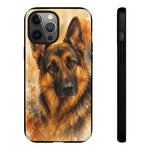 German Shepherd Loyal Watercolor Portrait Art Tough Phone Case