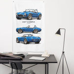 1966 427 Cobra Roadster Blue Banner 34x56 Garage Man Cave Wall Decor Gift