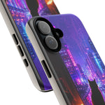 Lo-Fi Cat Neon Rain Window Vaporwave Art Tough Phone Case